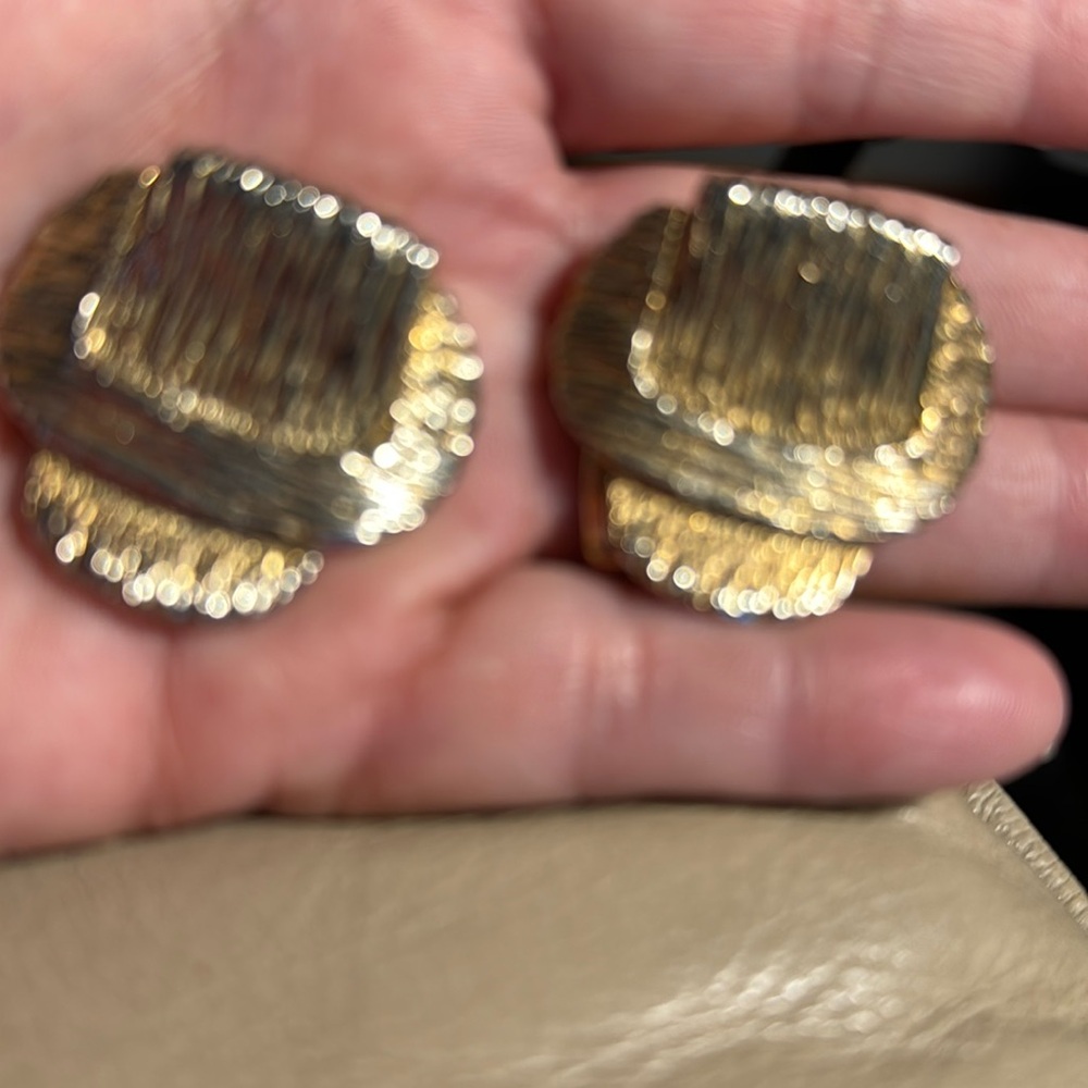 Heavy Gold Color Earrings Clip On